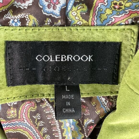 Colebrook Large Suede Leather Lime Green Jacket Women's Paisley Lined 2 Button - Picture 5 of 11